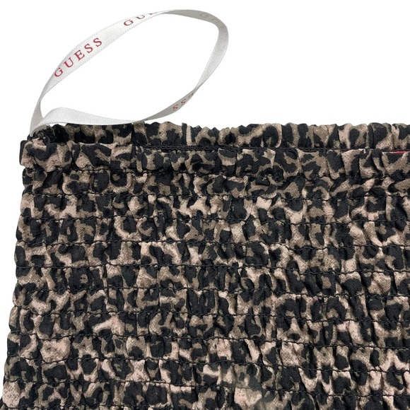 GUESS Leopard Print Smocked Mini Skirt Sz Small - Picture 4 of 6